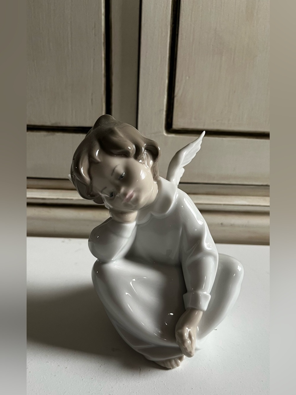 Vintage Lladró "Angel Dreaming" Porcelain Figurine #4961 Seated Cherub - Spain